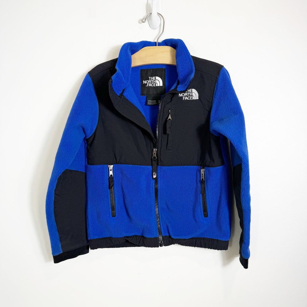 The North Face Denali Fleece Jacket Boys XS Blue Black Zip Up Outerwear